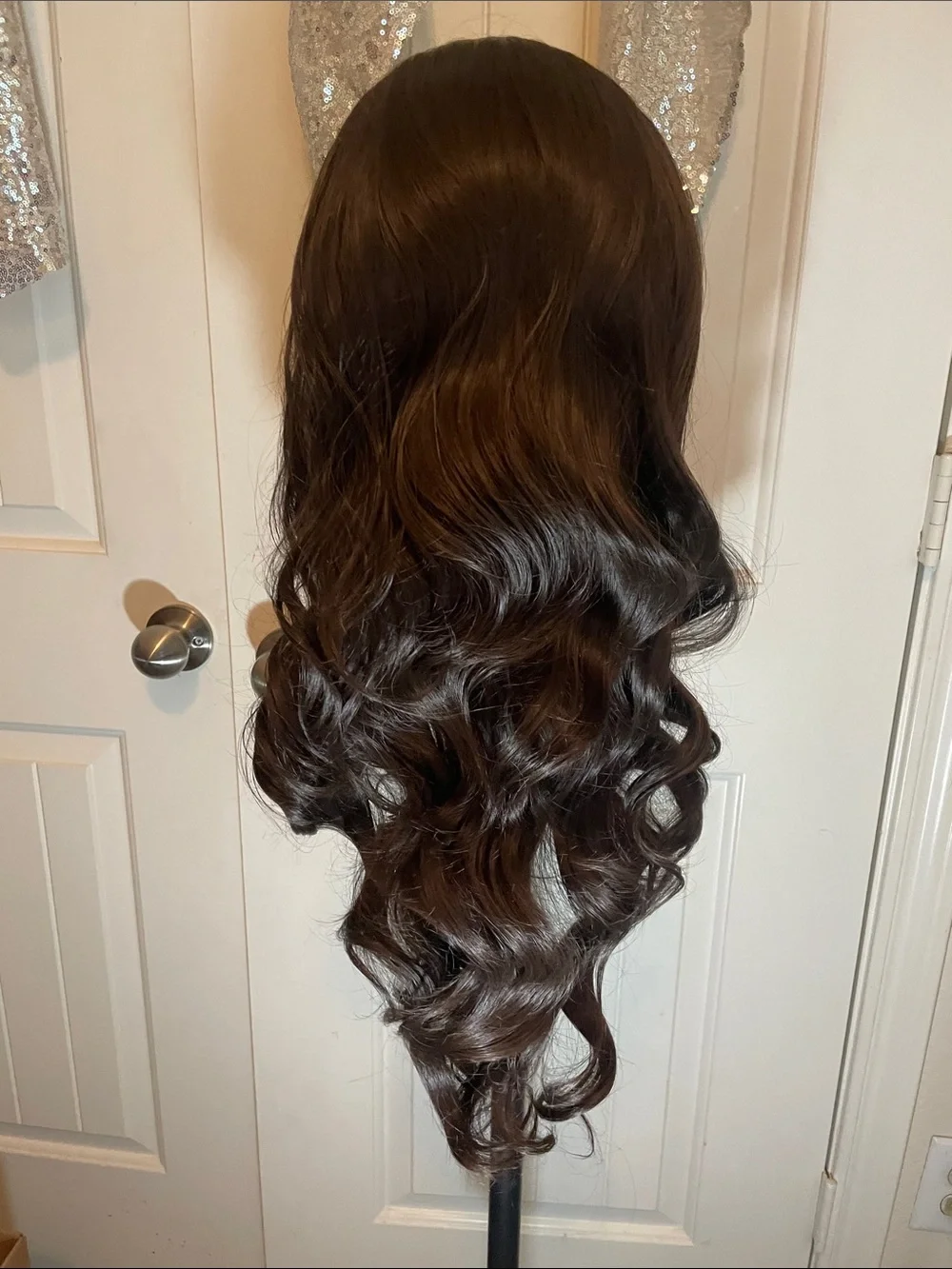 Lace Front Women's Long Wavy Wig - Dark Brown